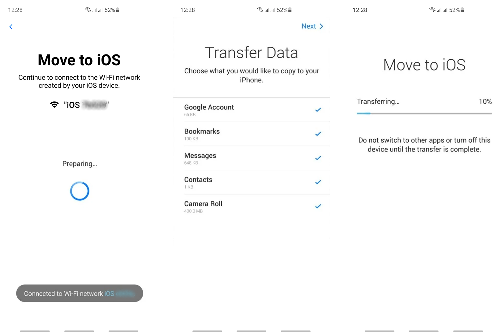 انتقال داده ها برنامه Move to iOS انتقال داده ها برنامه Move to iOS